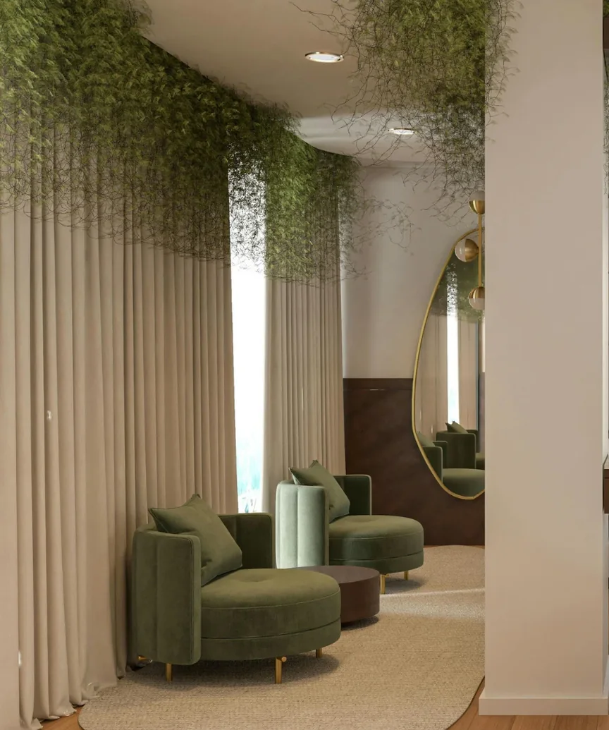 Eleganter Empfangs- und Wartebereich eines Beauty-Studios